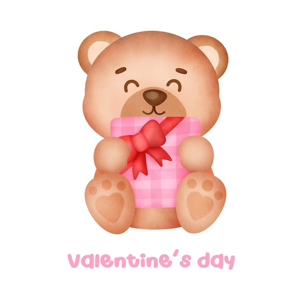 Valentine's day with cute bear greeting card.