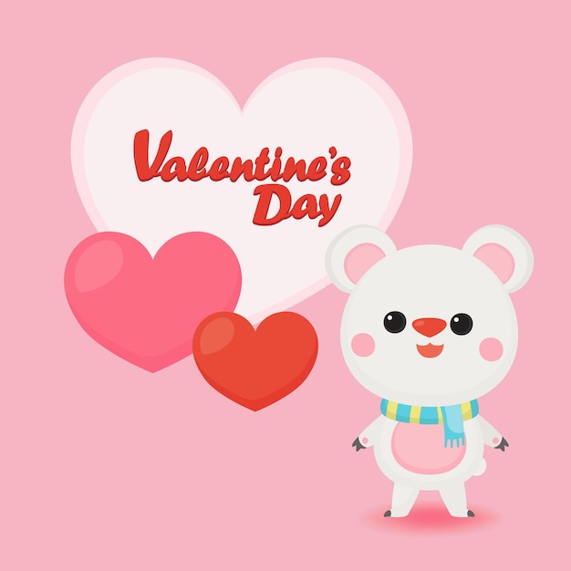 Valentine's day with cute bear and sweet background.