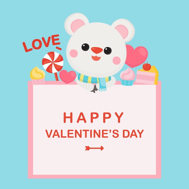 Valentine's day with cute bear and sweet background.