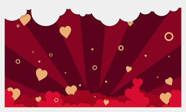valentine's days background with heart shape and cloud in papercut style vector illustrations EPS10