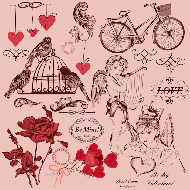 Vector valentine's elements collection
