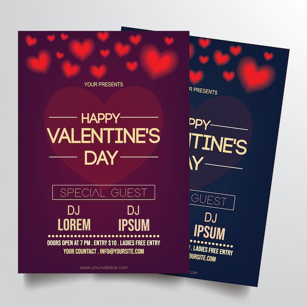 Vector valentine's flyer template vector