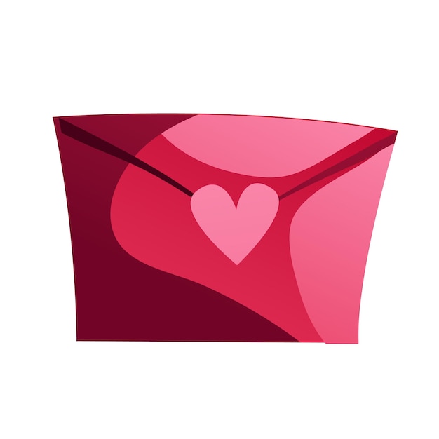 Письмо Валентина Розовый конверт с сердцем на белом фоне Векторный мультяшный стиль