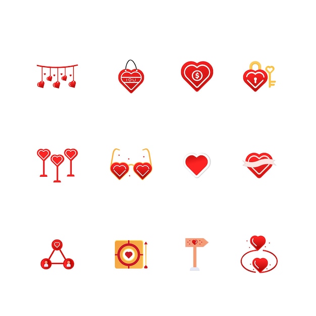 Valentine's love shape icon collection