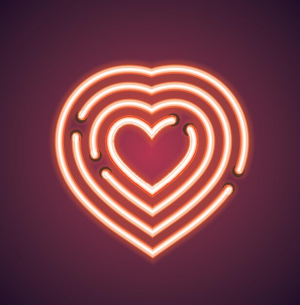 Segno di vettore del cuore al neon di san valentino