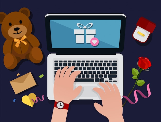 Il concetto di shopping online di valentine 's