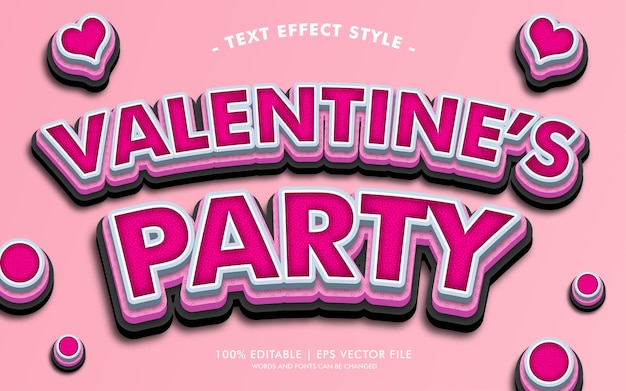 Valentine's party text effects style