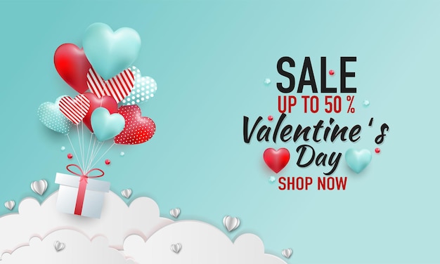 valentine's sale in Paper cut style.