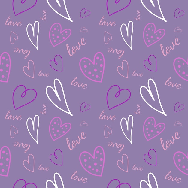 Valentine's seamless pattern vector doodle background digital paper illustration for web and print