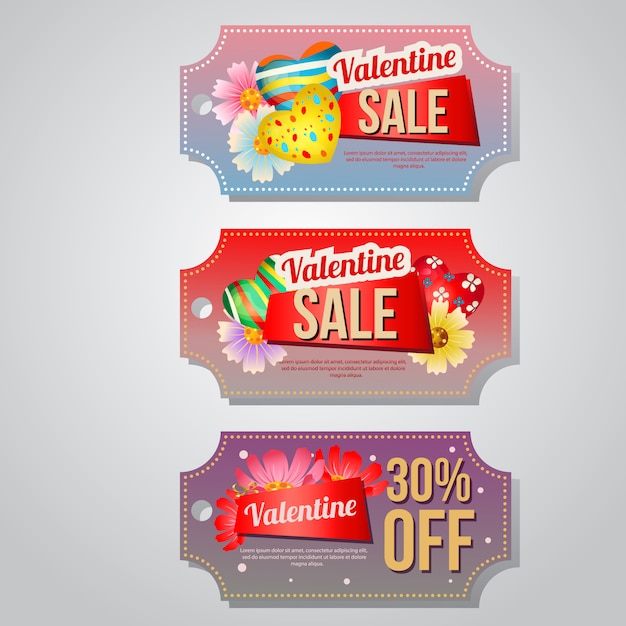 Valentine sale coupon template candy jelly set