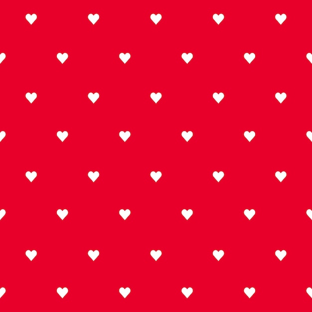 Reticolo di vettore del cuore senza giunte di san valentino. semplici cuori bianchi su sfondo rosso.