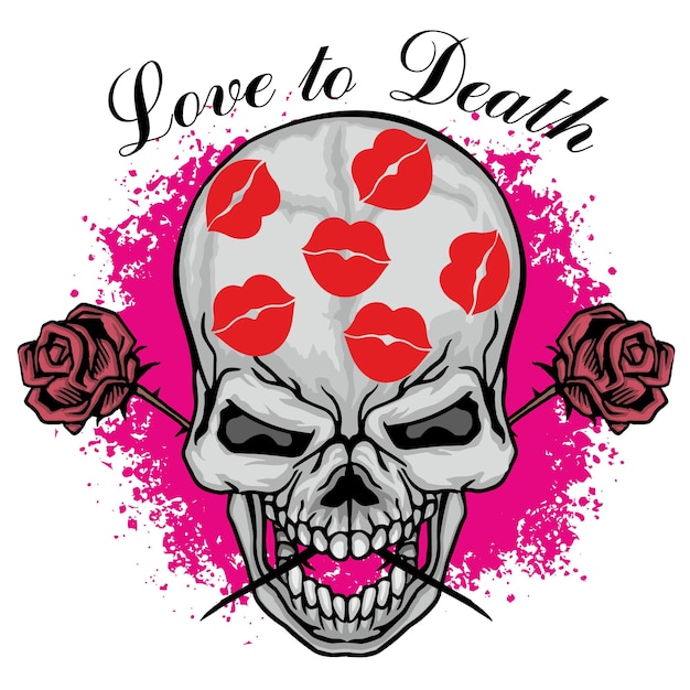 valentine skull with heart, grunge vintage design t shirts