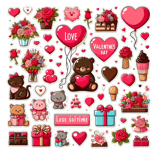 Vector valentine sticker collection with white background