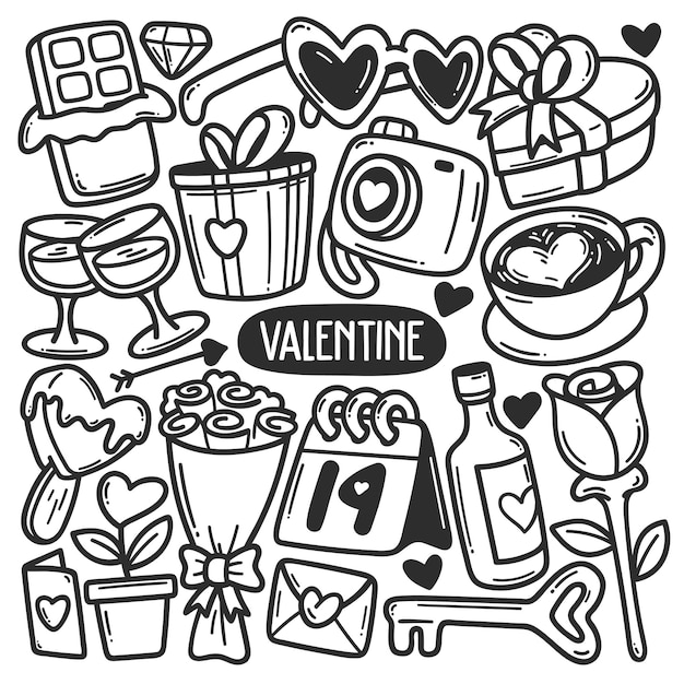 Vector valentine stickers hand drawn doodle coloring vector