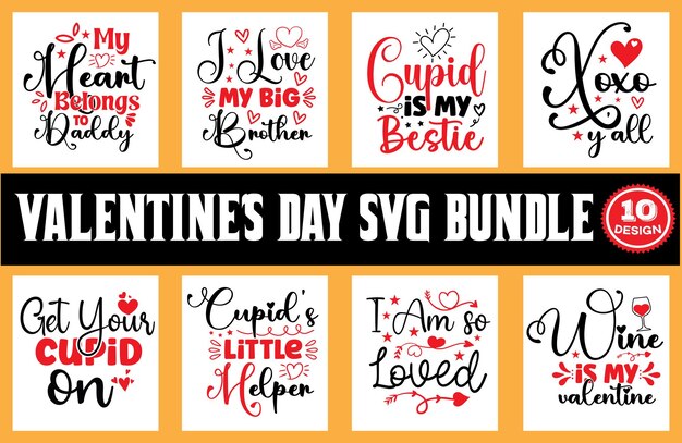 Valentine svg t-shirt ontwerp bundel