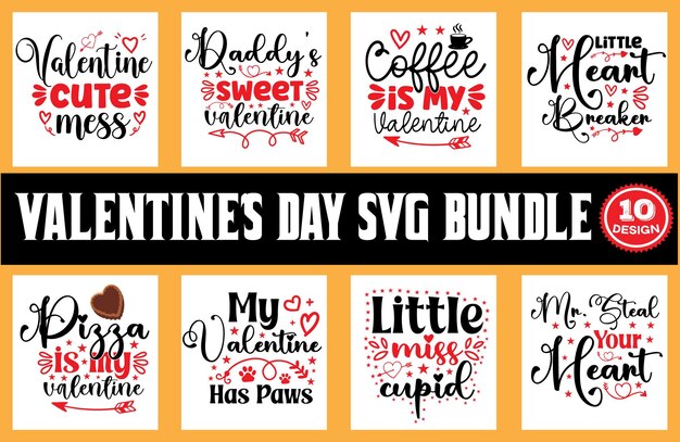 Valentine svg t-shirt ontwerp bundel