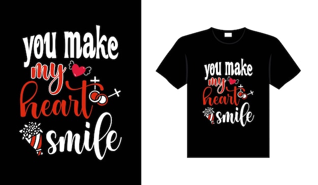 발렌타인 타이포그래피 귀여운 웨딩 레터링 티셔츠 디자인