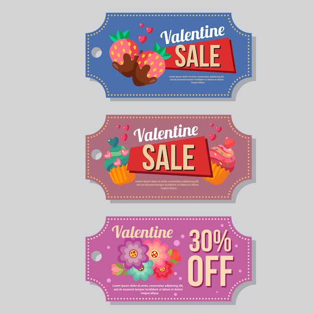 Valentine verkoop coupon sjabloon set cupcake muffin