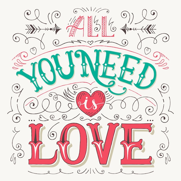 Valentine vintage hand-belettering kaart