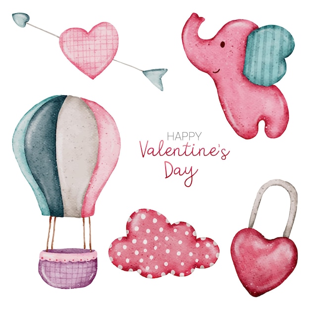 Valentine Watercolour element collection