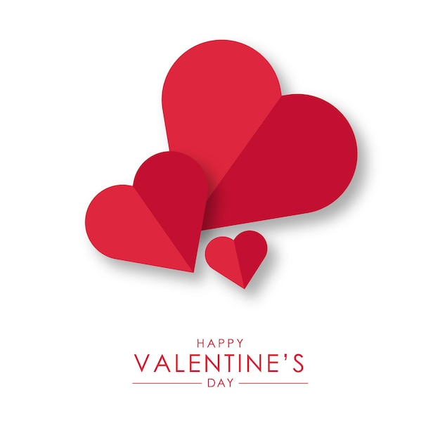 Vector valentine wishing card design with red hearts on white background