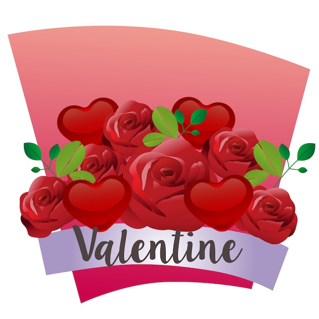 Vettore san valentino con tema rosa rossa