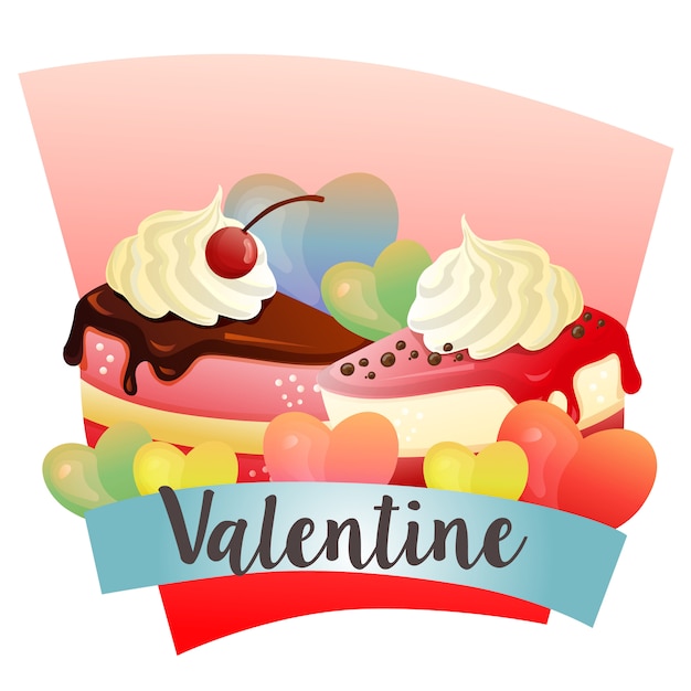 Valentine with slice of cake theme