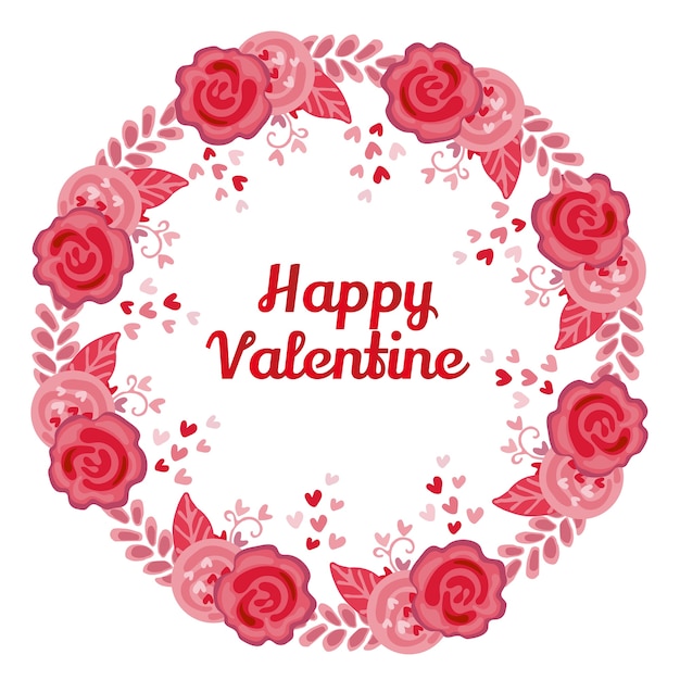 Vector valentine wreath pink flower