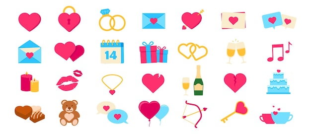 Valentine39s day icons collection Love decorations