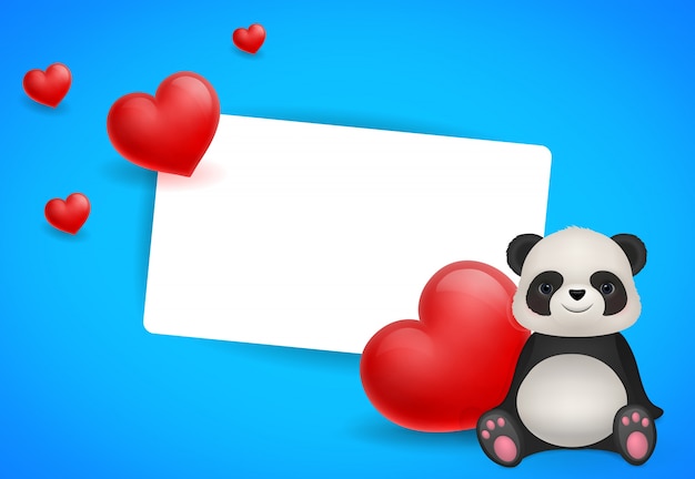 Valentines ansichtkaart met Panda