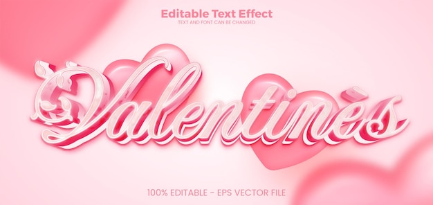 Valentines Bewerkbare teksteffect 3D-teksteffectsjabloon