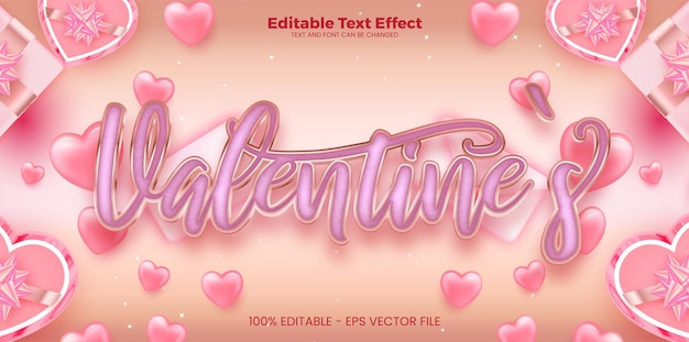 Valentines Bewerkbare teksteffect 3D-teksteffectsjabloon