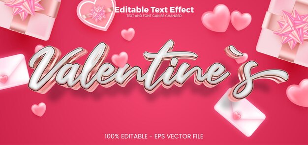 Valentines Bewerkbare teksteffect 3D-teksteffectsjabloon