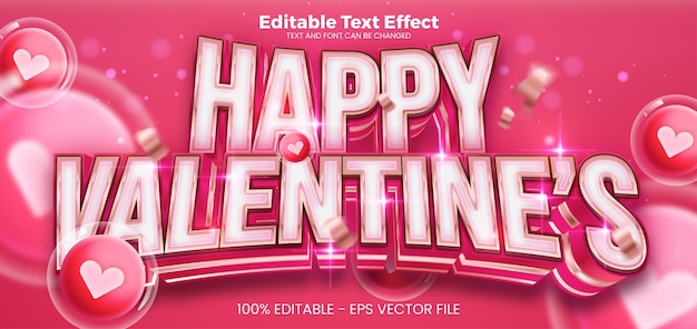 Valentines Bewerkbare teksteffect 3D-teksteffectsjabloon