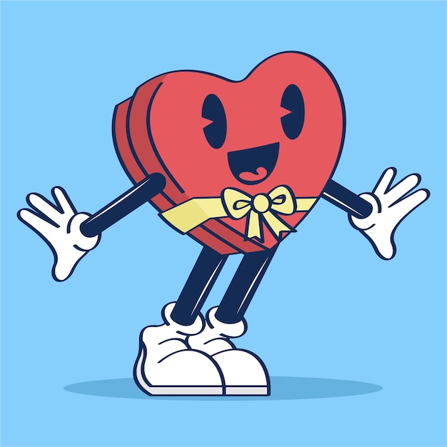 Valentines Box Love Characters Cute Expression Vector Illustratie Hand Tekenen