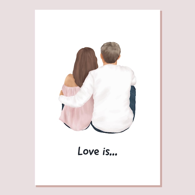 Valentines Card Couple In Love Boyfriend And Girlfriend