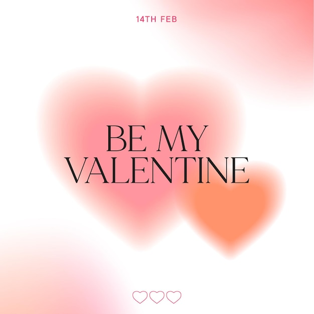 Valentines card with quote be my valentine Beautiful gradient postcard with hearts and quote