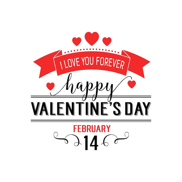 Valentines Day 14 February lettering