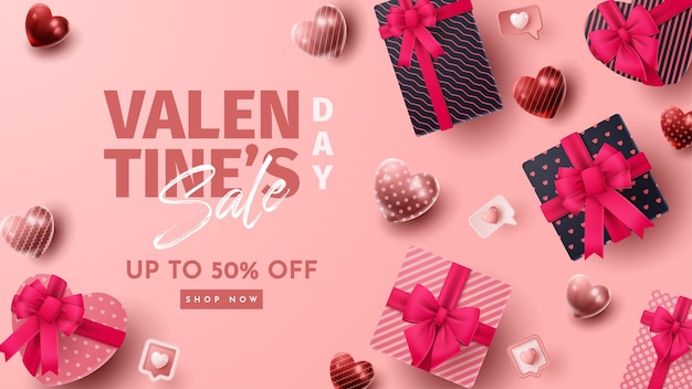 Vector valentines day 3d product presentation for banner advertising and business vector illustration