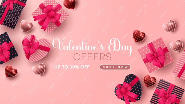 День Святого Валентина 3D-презентация продукта для баннерной рекламы и бизнес-векторной иллюстрации