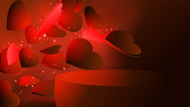 トレンディな色のバレンタインデーの3Dシーンモダンなトレンディなデザインディスプレイプレゼンテーション