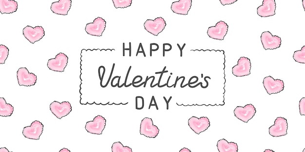 Valentines day background Happy Valentines Day Inscription with hearts pattern Vector illustration