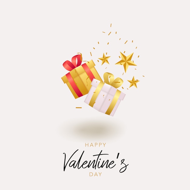 Valentines day  background illustration with floating gift box