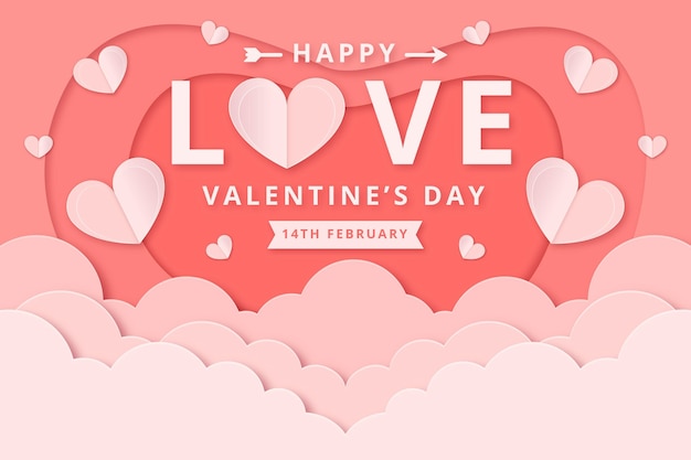 Valentines day background in paper style