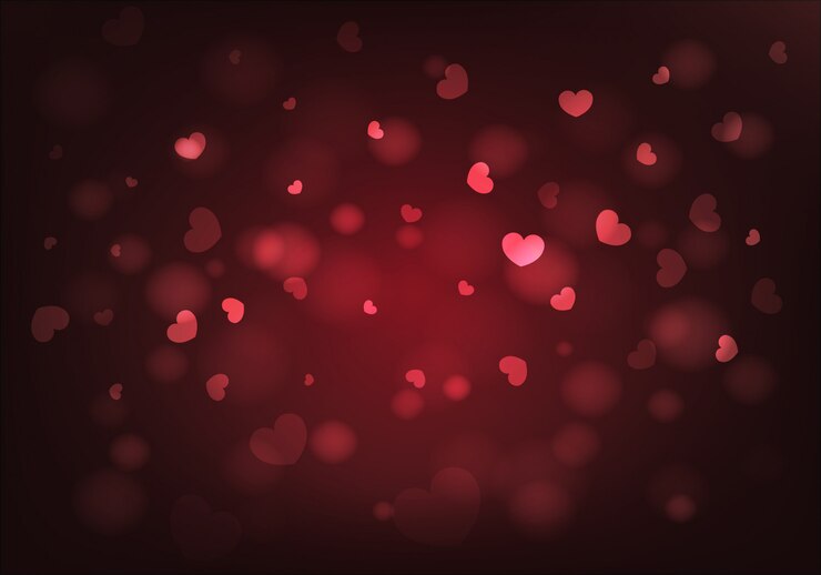 Vector valentines day background. red  hearts and bokeh. vector.