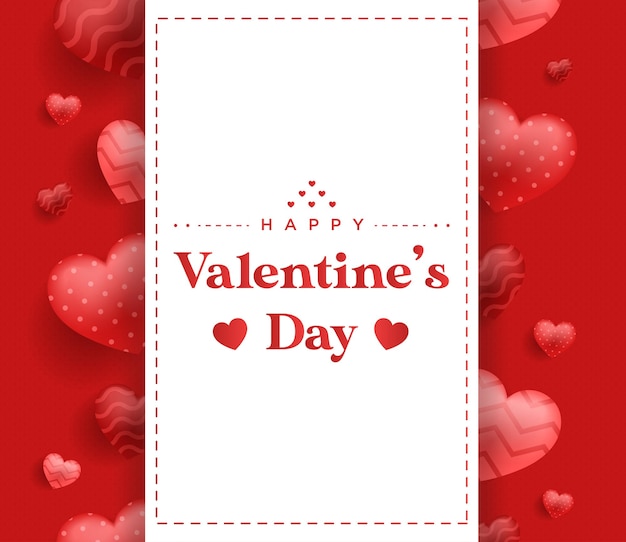 Valentines day background with card and realistic loves shape Editable Vector