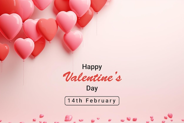 Vector valentines day background with heart balloons