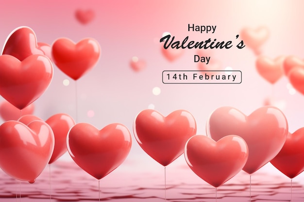 Valentines day background with heart balloons