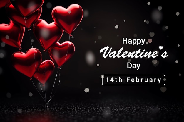 Vector valentines day background with heart balloons