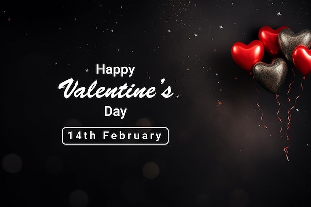 Фон ко Дню святого Валентина с воздушными шарами в форме сердца